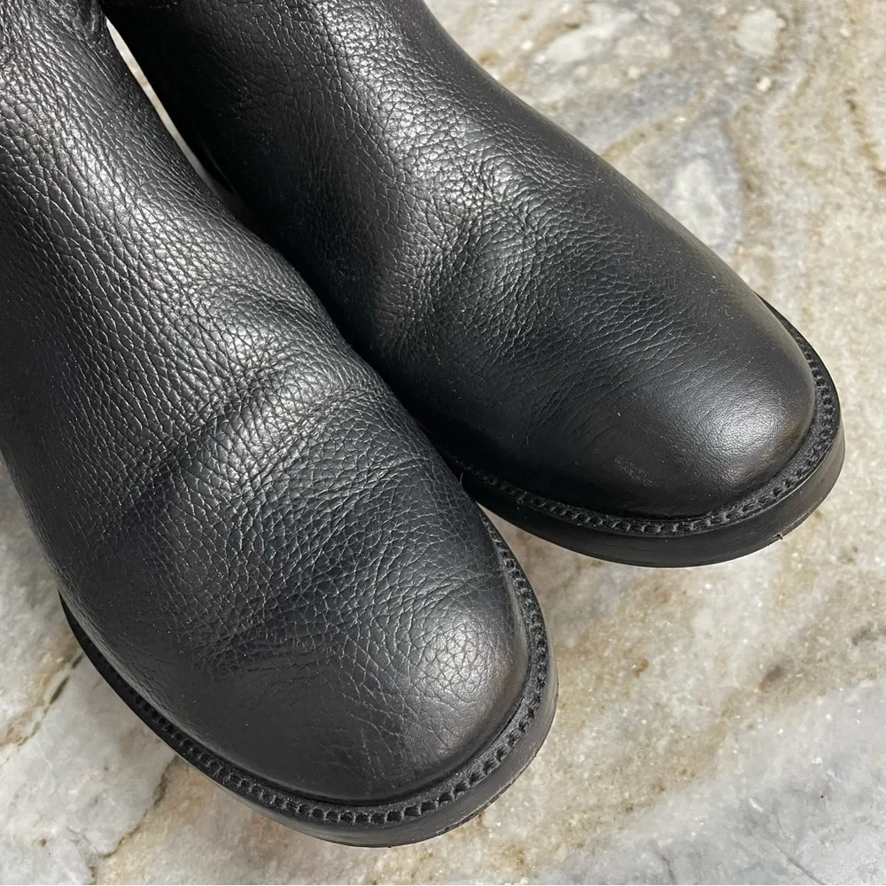 Tory Burch Joanna Riding Boots Pebbled Leather Black Boots Women’s